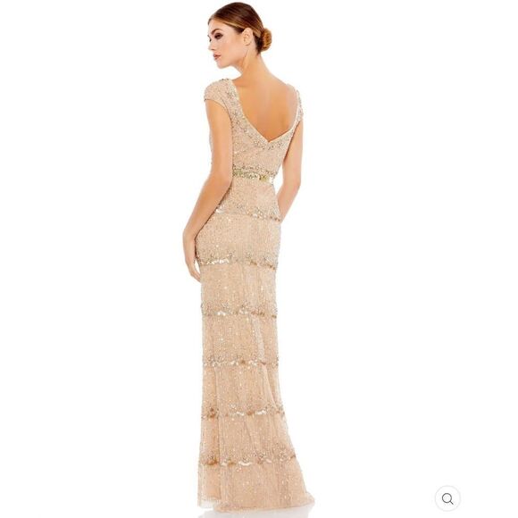 Mac Duggal 9089 Womens Cap Sleeve  Embellished Gown Nude 8 - Picture 4 of 16